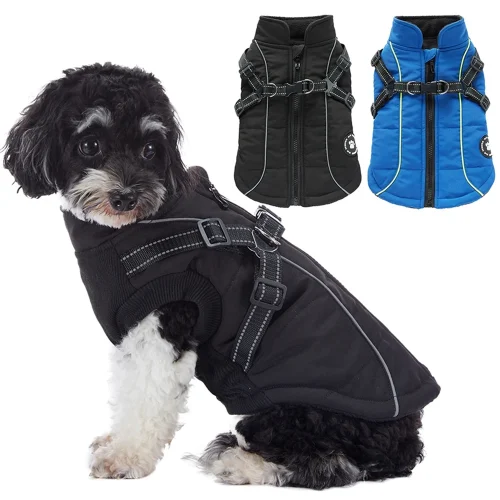 Pet Dog Waterproof Warm Jacket With Harness